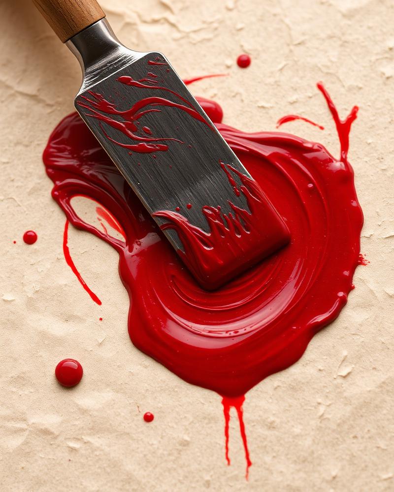 Pintura roja sobre papel texturizado
